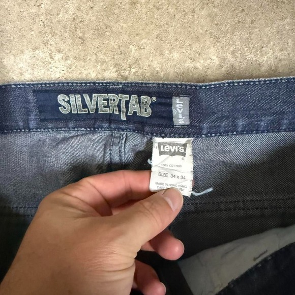 Crazy Vintage Y2K Levi's Silvertab Blue Denim Baggy Cargo Jeans Skater 34x34 - Picture 5 of 5